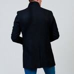 Slim Fit High-Collar Coat // Black (2XL)