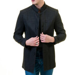 Slim Fit High-Collar Jacket Coat // Black (XL)