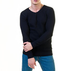 Casey Button-Detail Pullover Sweater // Black (S)
