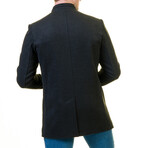 Slim Fit High-Collar Jacket Coat // Black (2XL)