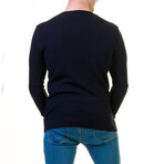 0229 Tailor Fit Neck Button Sweater // Black (L)