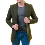 0320 Slim Fit Blazer Coat // Green (XL)