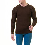 Titus Quilted-Sleeve Pullover Sweater // Brown (L)