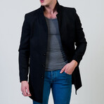 Arden Slim Fit High-Collar Coat // Black (M)