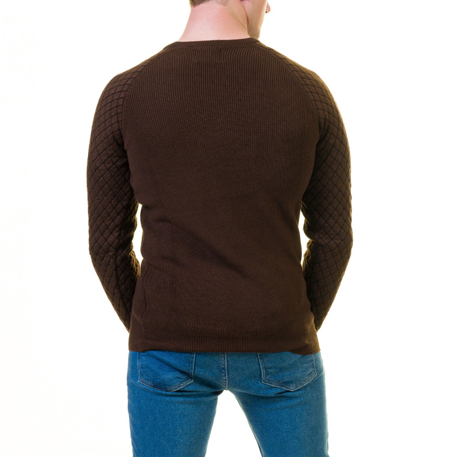 Titus Quilted-Sleeve Pullover Sweater // Brown (2XL) - Amedeo Exclusive ...