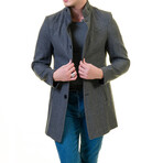 0307 Slim Fit High-Collar Coat // Dark Gray (XL)