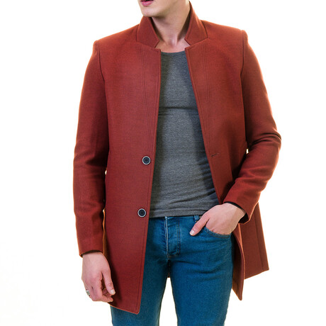 Kai Slim Fit High-Collar Coat // Copper (L)