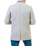 Slim Fit High-Collar Black-Stripe Coat // Light Gray (2XL)