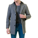 Regular Fit Hooded Coat // Gray Melange (2XL)