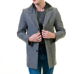 Regular Fit Hooded Coat // Gray Melange (3XL)