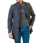 0307 Slim Fit High-Collar Coat // Dark Gray (3XL)