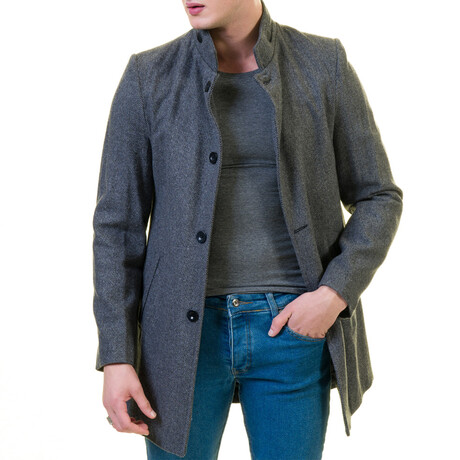 Benson High-Collar Coat // Gray (S)