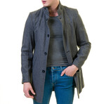 0307 Slim Fit High-Collar Coat // Dark Gray (4XL)