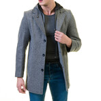 Regular Fit Hooded Coat // Gray Melange (4XL)