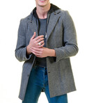 Regular Fit Hooded Coat // Gray Melange (L)