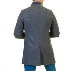 0307 Slim Fit High-Collar Coat // Dark Gray (2XL)