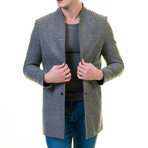 Slim Fit Collarless Coat // Light Gray (XL)