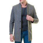 Slim Fit Collarless Coat // Light Gray (XL)
