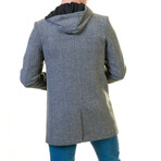 Regular Fit Hooded Coat // Gray Melange (2XL)
