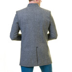 Julian Slim Fit Collarless Coat // Gray (XL)