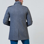 Slim Fit High-Collar Button-Detail Coat // Gray (3XL)