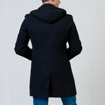 Regular Fit Hooded Coat // Black (2XL)