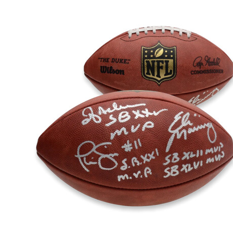 Eli Manning, Ottis Anderson & Phil Simms// New York Giants // Signed Football + Super Bowl MVP Inscriptions