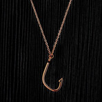 Polished Stainless Steel Hook Pendant Necklace // Rose Gold