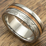 Hawaiian Koa Wood Inlay + Hawaiian Heritage Design Ring // 8mm (8.5)