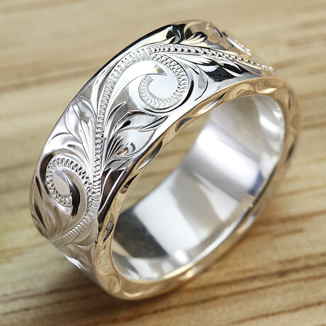 Heavy Style Hawaiian Engraved Ring // 8mm (6)