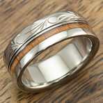 Hawaiian Koa Wood Inlay + Hawaiian Heritage Design Ring // 8mm (6.5)