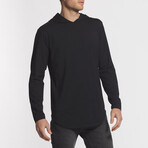 Elongated Long Sleeve + Hood // Black (Small)