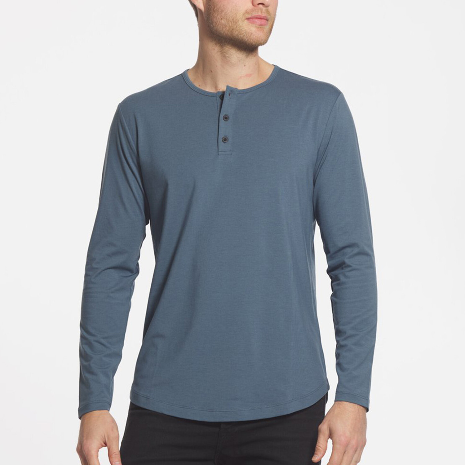 Long Sleeve Henley + Curve Hem // Vintage (X-Large) - Cuts Clothing ...