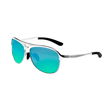 Jupiter Polarized Sunglasses // Silver Frame + Blue-Green Lens