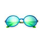 Corvus Polarized Sunglasses // Blue Frame + Blue-Green Lens
