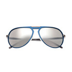 Nova Polarized Sunglasses // Blue Frame + Silver Lens