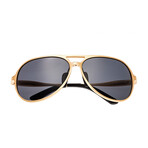 Earhart Polarized Sunglasses // Gold Frame + Black Lens