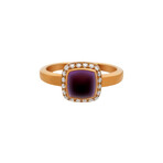 Paindesucre 18k Rose Gold Diamond + Amethyst Ring // New (Ring Size: 3.75)