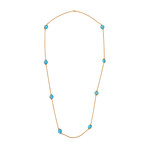 Baie Des Anges 18K Yellow Gold Turquoise + Diamond Necklace // 35" // New