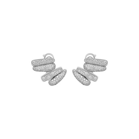 Success 18K White Gold Diamond Pendant Earrings // New