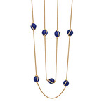 Baie Des Anges 18K Yellow Gold Lapis Lazuli + Diamond Necklace // 35" // New