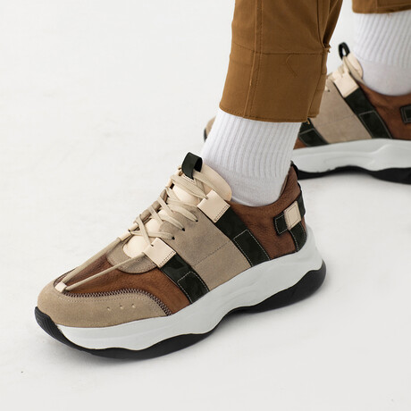 Finn Lace-Up Sneakers // Brown + Gray (Euro: 45)