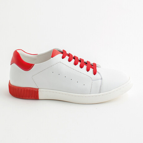 Nathan Lace-Up Tennis Shoes // White + Red (Euro: 45)