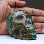 Genuine Polished Chrysocolla Skull Carving V1