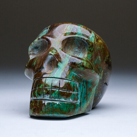 Genuine Polished Chrysocolla Skull Carving V1