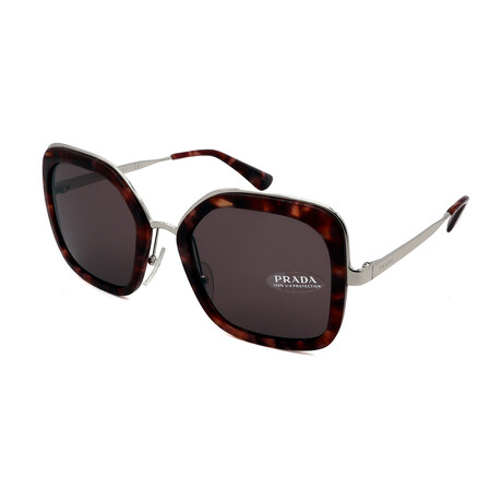 Prada // Women's PR57US-UE06X1 Square Sunglasses // Pink Havana + Gold + Purple-Brown
