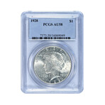 1928 Peace Dollar // PCGS Certified AU58 // Wood Presentation Box