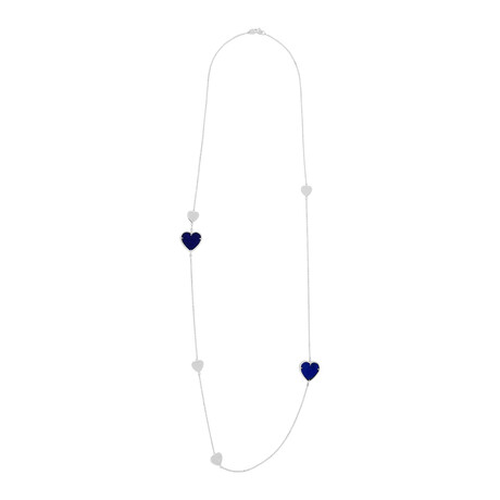 18K White Gold Diamond Heart Necklace // 33" // New