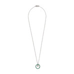 18K White Gold Diamond + Emerald Necklace // 17" // New