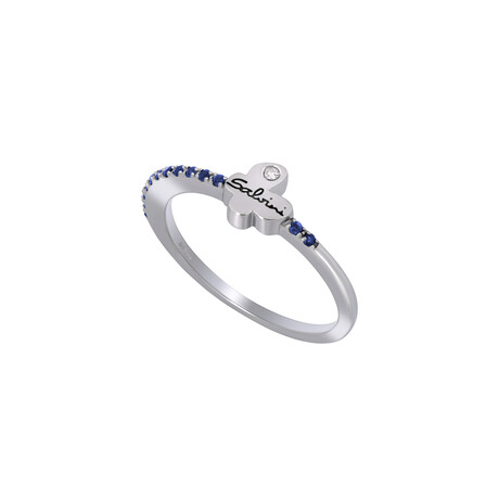 18K White Gold Diamond + Sapphire Ring // Ring Size: 7.75 // New